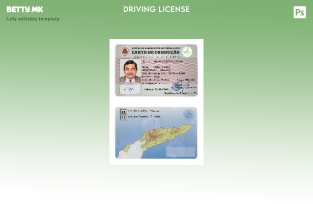 Модерен стил шаблон за возачка дозвола на Тимор источниот дел